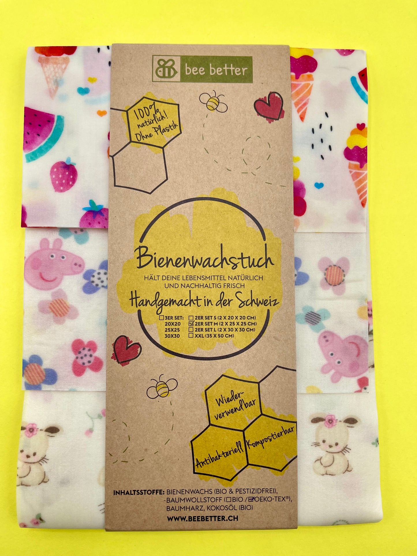 Bienenwachstuch 3er Set - pink Mix